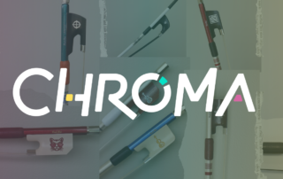 chroma type over background of squares with close ups of bow components
